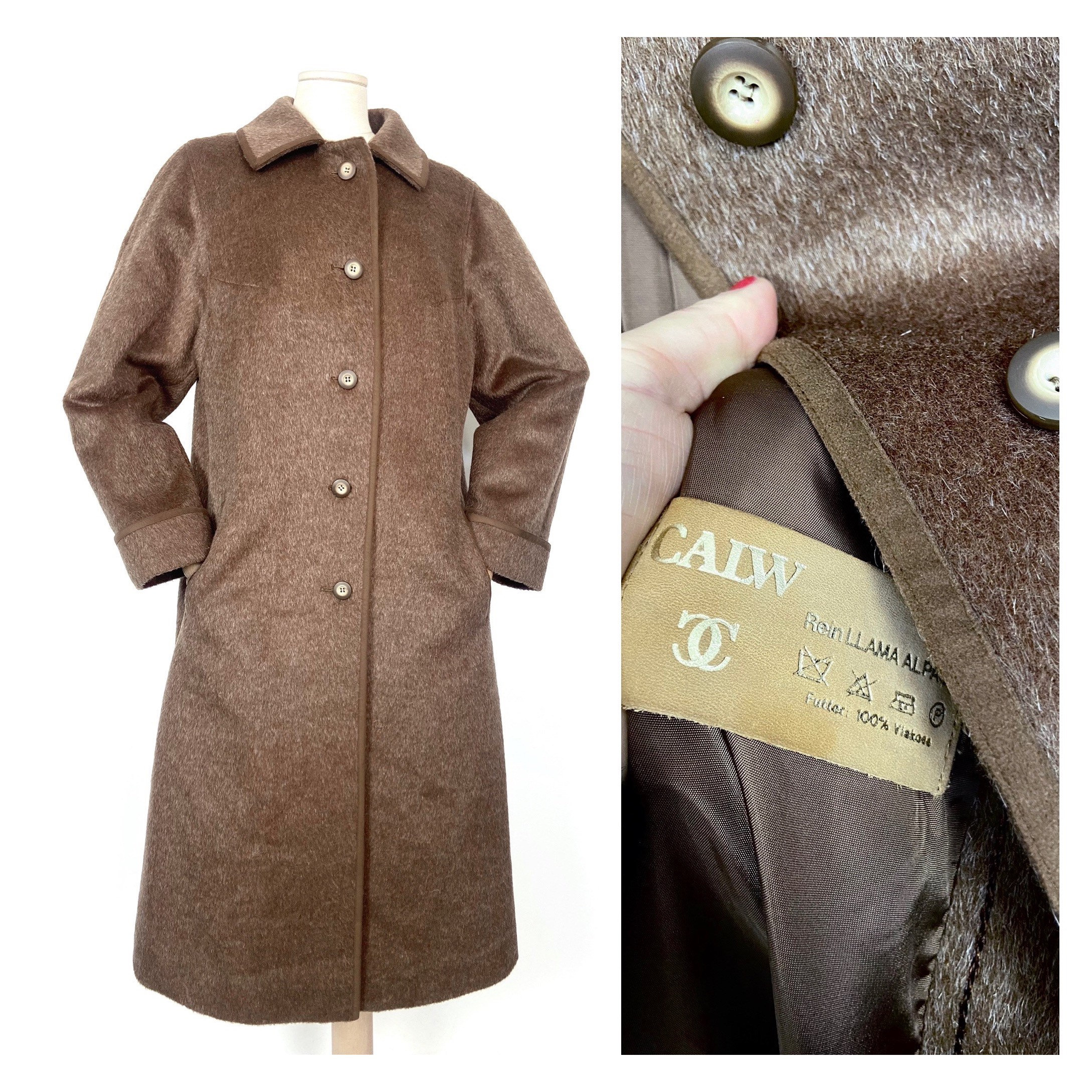 70s Vintage Brown Alpaca Lama Overcoat by Havela. Classic 70s Vintage Brown Alpaca Lama Overcoat by Havela. Classic