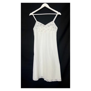 60s vintage white nylon slip by BHS. Bridal chemise nightie 34&quot; bust