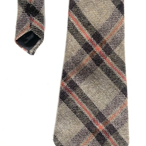 60s vintage necktie by St. Michael. Wool wide width tie. Retro tie. Check pattern neck tie.
