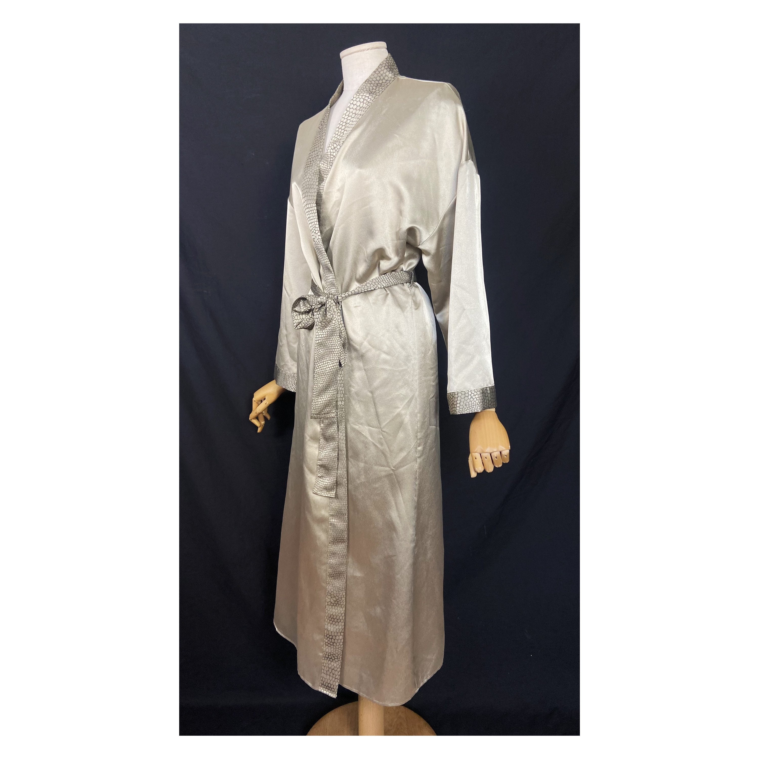 Women's Soft Long Satin Robes Open Front Lace-Up Silk Robes Kimonos Silky  Bathrobes Sheer Lace Sleeve Dressing Gowns at Amazon Women's Clothing store