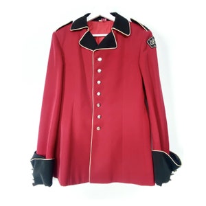 Vintage Swedish marching band uniform jacket. Red blazer jacket Haukerod Kolekorps. 38”
