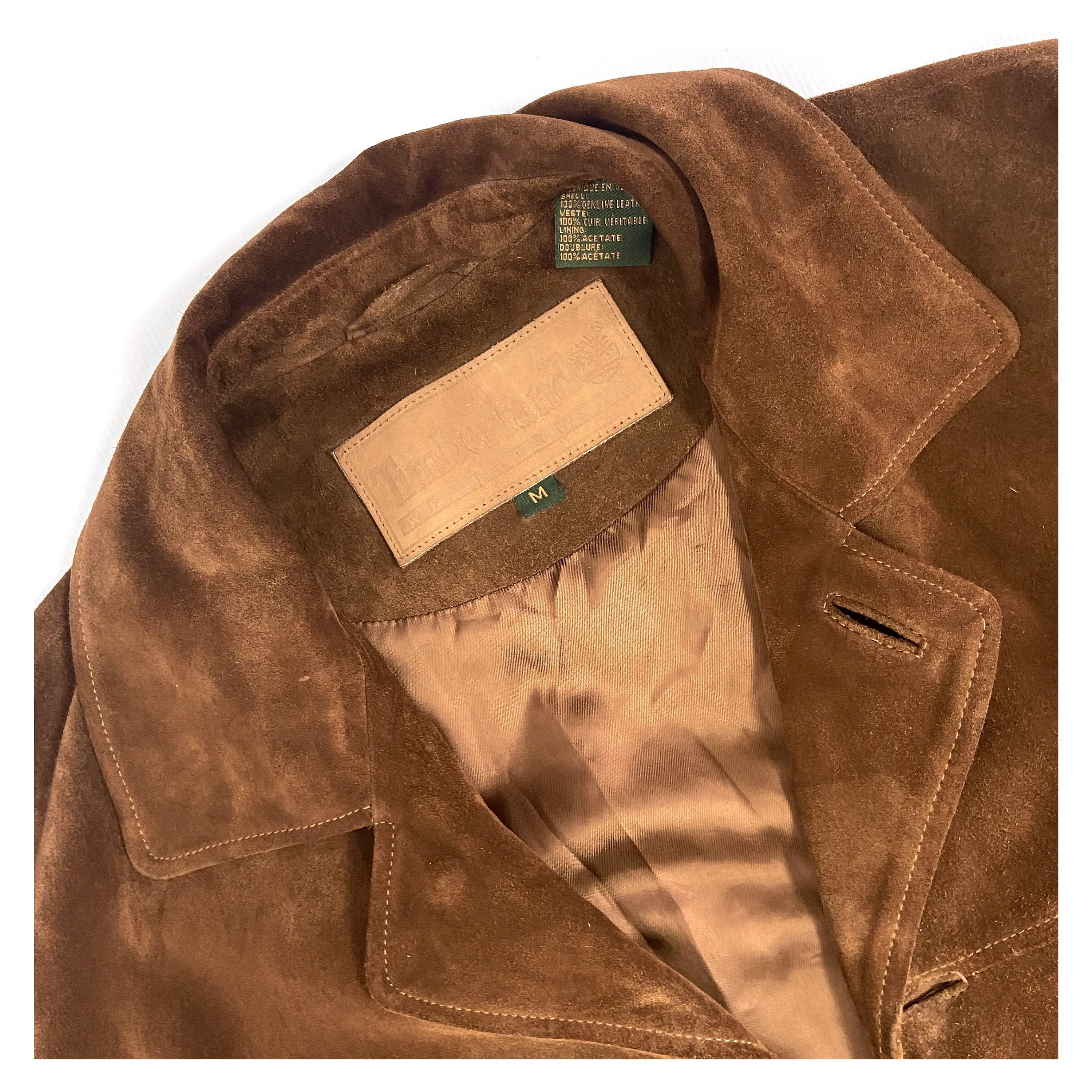 Buy Timberland Suede Leather Jacket. Brown Suede Button Front Online in India Etsy