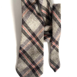 60s vintage necktie by St. Michael. Wool wide width tie. Retro tie. Check pattern neck tie.