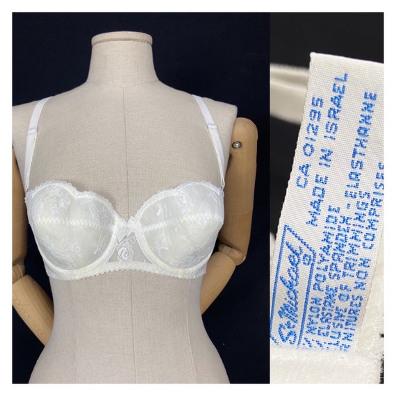 Off White St. Michael Vintage Bra. White Honey Comb and Flowers