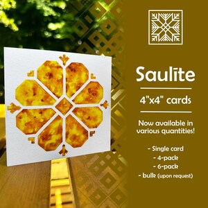 Lettisches Symbol - Saulīte - quadratische Aquarellkarte - 10x10cm