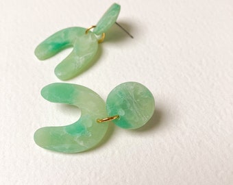 Faux Jade Arch Statement Earrings, Polymer Clay Earrings, Gifts for Women