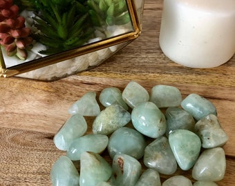 Gorgeous Prehnite Tumbled Stones. Prehnite Crystal for Love & Intuition. Healing Crystals For Stress And Worries. Heart Chakra Stones