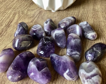 XL Chevron Amethyst Crystal. A+ Chevron Amethyst Tumbled Stones For Crystal Grids. Amethyst Gifts For Her. Chakra Stones Healing Crystal