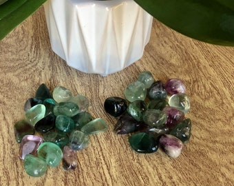 Beautiful XL Rainbow Fluorite Crystals. Rainbow Fluorite Tumbled Stones For Crystal Grids. Fluorite Crystals Gifts For Her. Chakra Stones