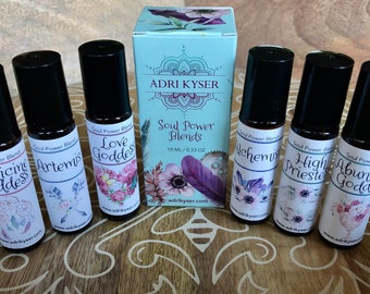 Personalized Soul Power Essential Oil Blends. Reiki, Essential Oils & Crystals Roller Bottle Blends. Meditation Gifts for Her