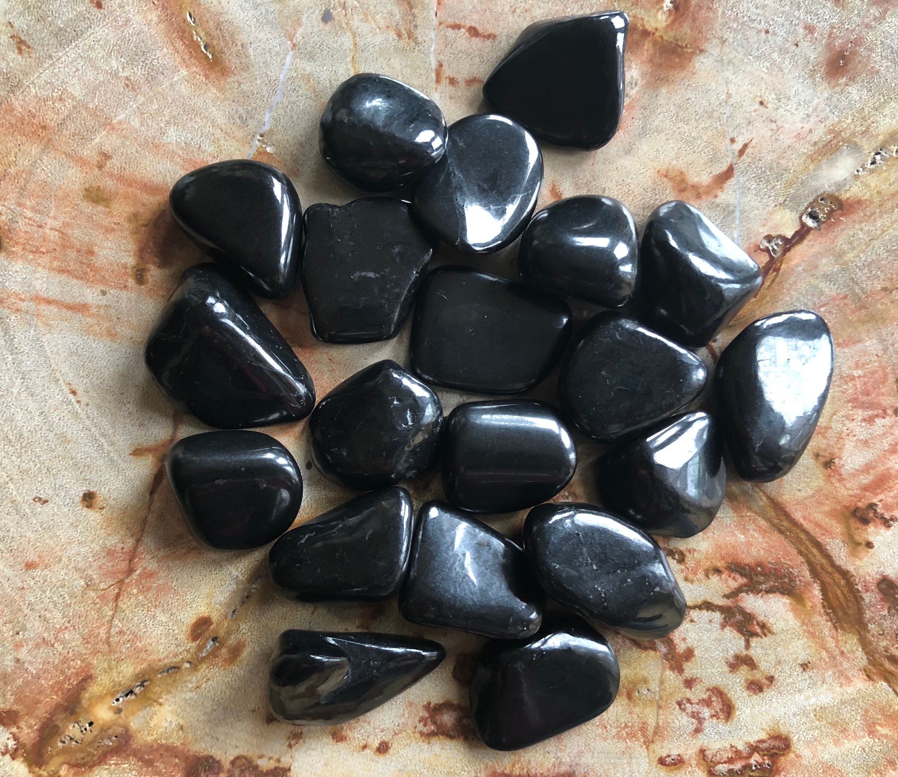 Shungite Crystal Tumbled Stones. Polished Shungite Healing Crystal For Protection & Detox. Shungite Water. Chakra Stones. Crystal Grids