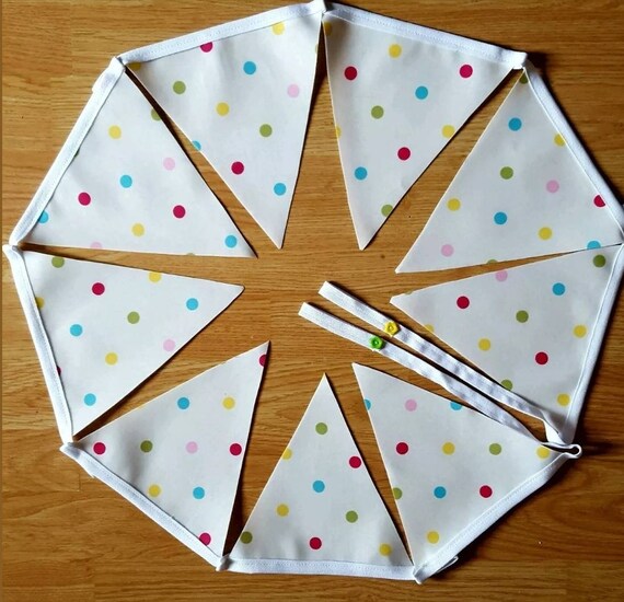 Outdoor Bunting Decor Waterproof Oilcloth Handmade Nursery Baby Pink Dot /& Star