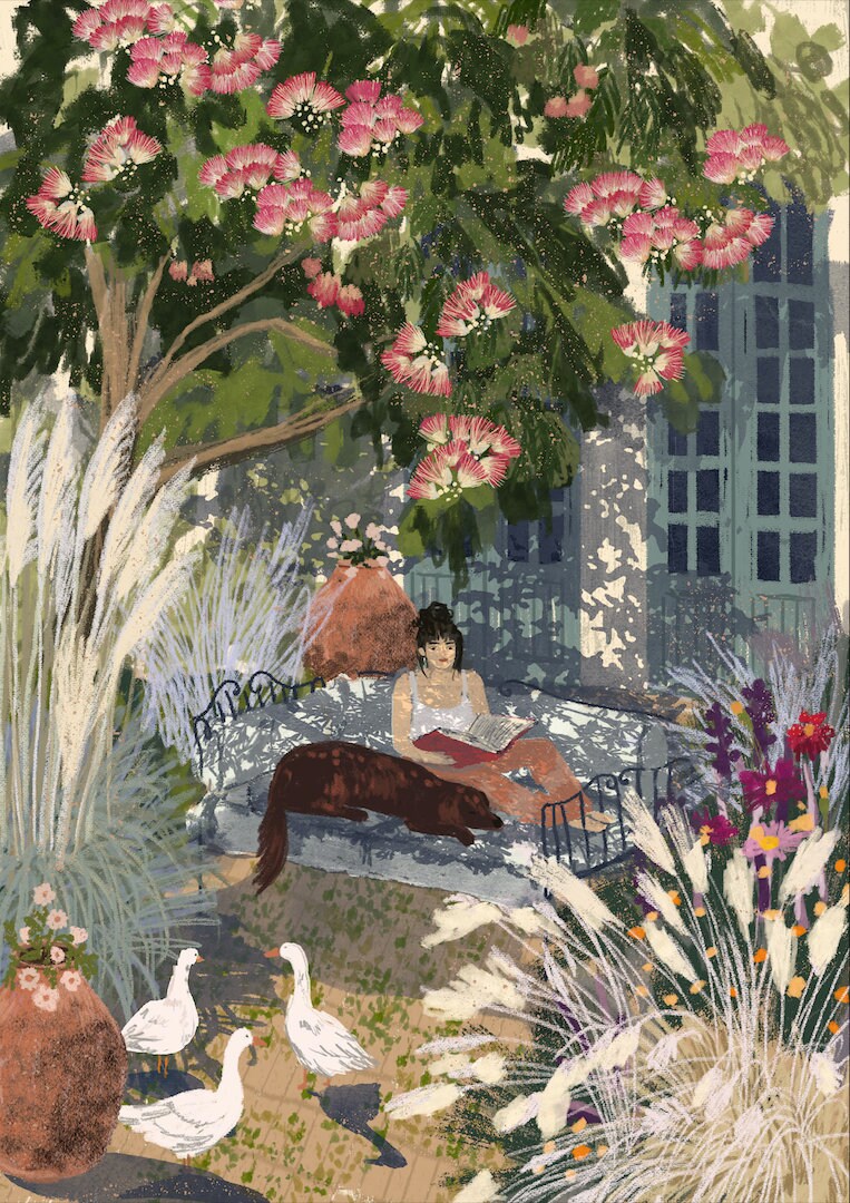 Cottage Garden - Illustrated Print, Signed Fine Art Print. - Etsy