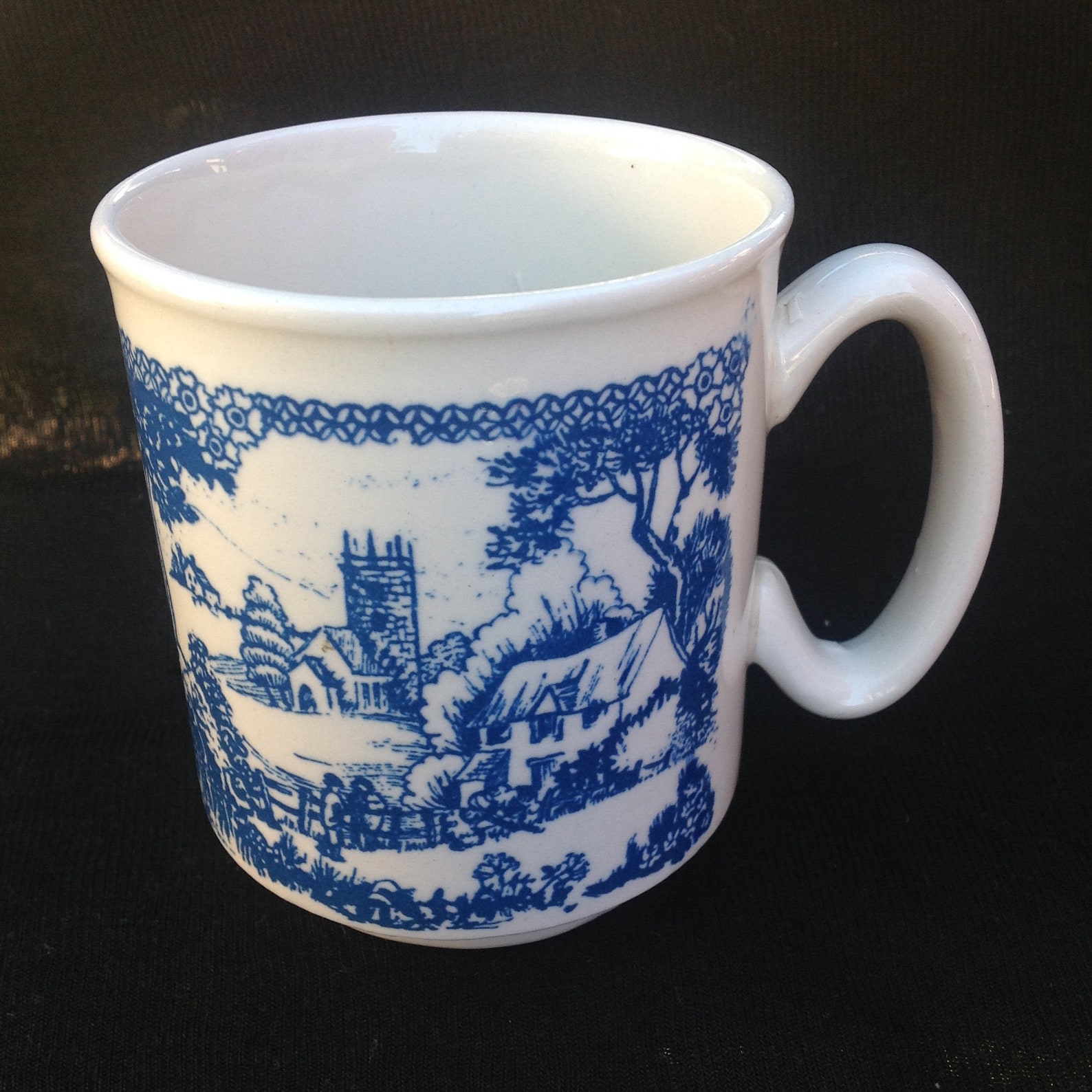 Vintage Mug Made in England by WP Pottery, Blue & White Cup, Oriental Design. Willow Etsy