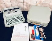 1965 HERMES 3000 Typewriter with Premium Leather-Fabric-Lined Case and manuals