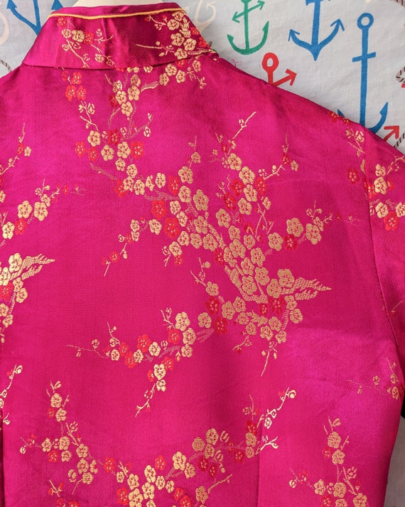 Vintage pink & gold embroidered Cheongsam orienta… - image 8