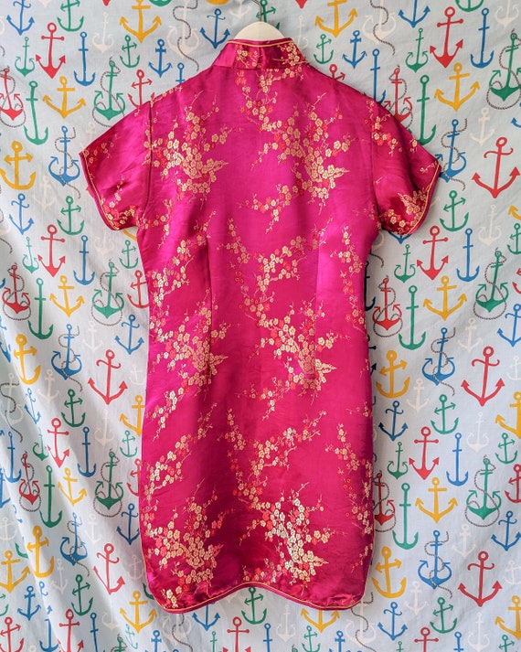 Vintage pink & gold embroidered Cheongsam orienta… - image 7