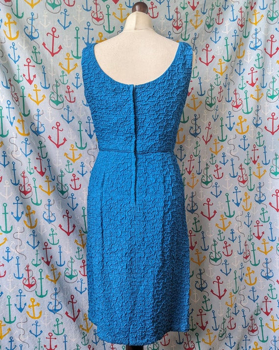 Vintage 50s/60s Demi-Dress blue crinkle dress wit… - image 8
