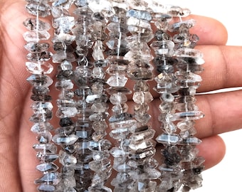 14.5"Inch Long Herkimer Diamond Quartz, Diamond Quartz,Birthstone,Beads 4x9-4.5x11 MM ,Center Drilled,Making Jewelry,Wholesale Price