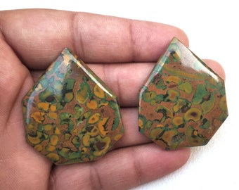 Fruit Jasper Cabochons: Fancy Designer Gemstone Cabs (2 Pieces)