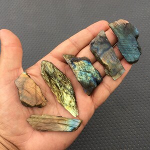 Specimen Gemstone 6 Piece Natural Labradorite Gemstone,Flashy Labradorite Slab, Size 14x38-23x68 MM Labradorite Rough Slice Wholesale Price