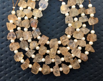 Imperial Topaz Rough Strand: Natural Gemstone Jewelry Making (5-9mm)