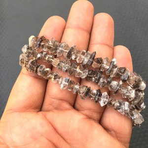 AAA Quality Herkimer Diamond Quartz,14" Long Strand Raw Herkimer Diamond,Size 8-9 MM Gemstone Rough,Raw Double Terminated Bead Wholesale