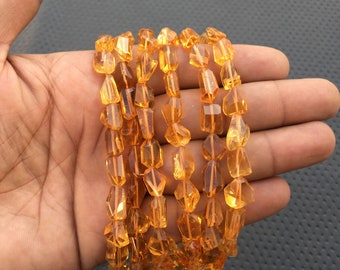 Natural Citrine Faceted Nugget Beads: Jewelry Making Supplies