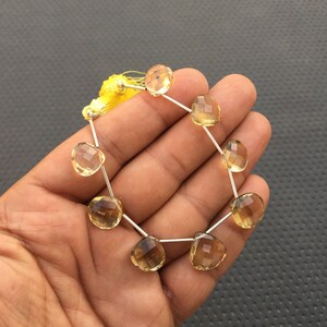 AAA Quality Blessing way Beads 8 Pieces Natural Lemon Quartz Gemstone Beautiful Quartz Faceted Heart Shape Briolette Bead Size 11-13 MM