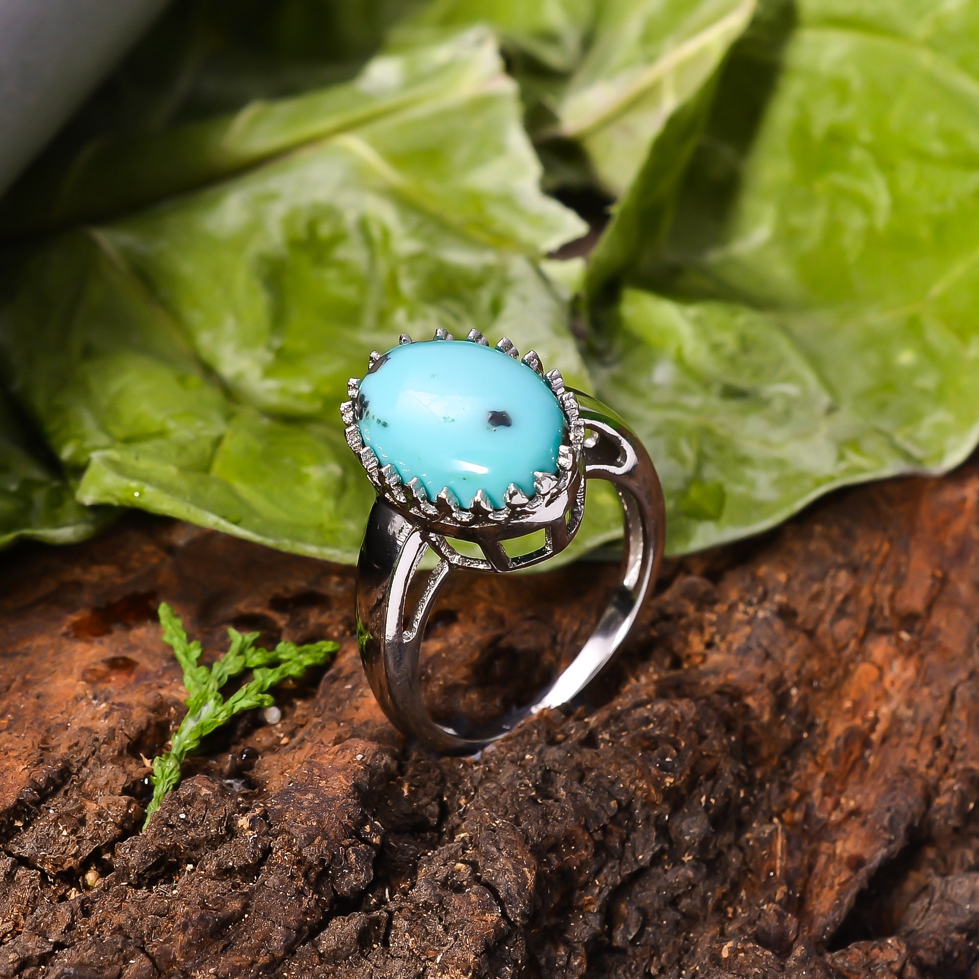Bague Ethnique En Argent 925 Avec Pierres Précieuses Naturelles - Fait Main - Taille 9