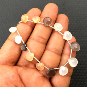 Faceted Heart Moonstone Beads: Natural Gemstone Jewelry Making (7-9mm)