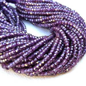 Purple Zircon Rondelle Beads: 3mm Faceted Gemstone Strand