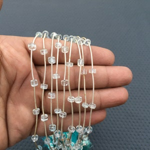 5 Strand Smooth Tyre Beads Natural Blue Aquamarine Gemstone Size 4-5 MM Aquamarine Making Jewelry Center Drilled Smooth Tyre Beads Wholesale