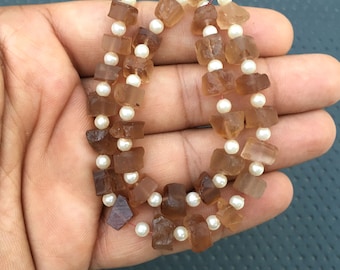 Imperial Topaz Gemstone Strand: 16 Rough Uneven Pieces, 6-9mm