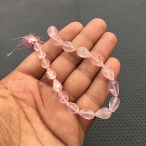 Extraordinary Beautiful Beads 1 Strand Full Drilled 17 Pieces Natural Rose Quartz Gemstone Faceted Teardrop shape,Size 6x9-9x14 MM Beads