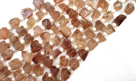 AAA Imperial Topaz Strand: 15 Piece Raw Gemstone Beads (7-10 MM)