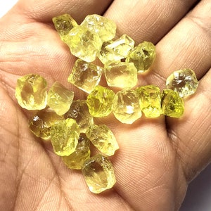 50 Pieces Natural Lemon Gemstone  Natural Lemon Quartz Rough,Yellow Color Loose Rough Stone,Raw Lemon Quartz,Size 6-8 MM,Making Jewelry