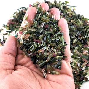 10 pezzi di tormalina naturale di qualità AAA, tormalina a matita, tormalina multistrato, multipietra, multipietra preziosa, tormalina grezza, per creare gioielli