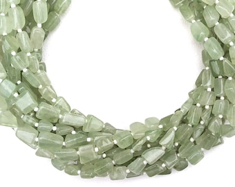 Natural Prehnite Nugget Strand: Smooth Gemstone Beads, 14"
