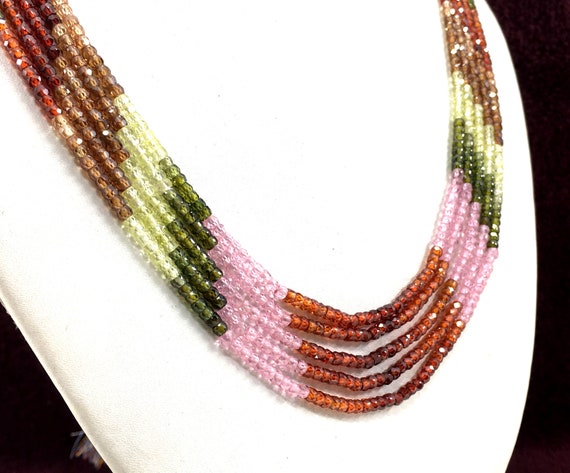 Micro Faceted Rondelle Beads Necklace size 3 MM Cubic Zircon Bead