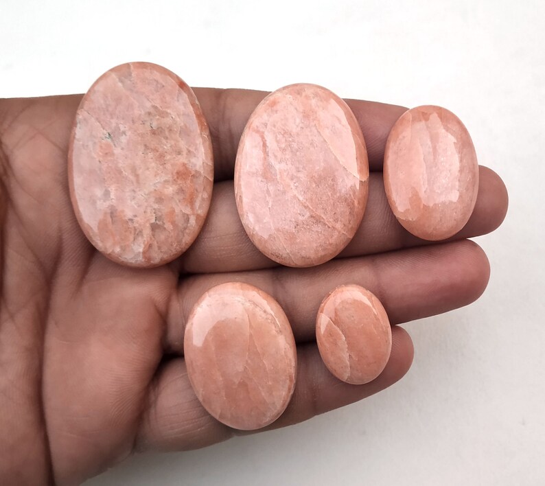 Very Rare Collection 5 Pieces Natural Apple Coral Jasper Gemstone,Oval Shape,Smooth Cabochon,Size 15x21-29x42 MM Approx,Making Jewelry