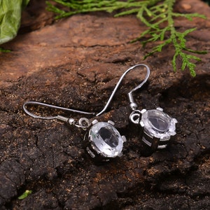 Indischer Schmuck Natürlicher Edelstein Ohrring, 92.5 Sterling Silber Baumeln, ethnischer Ohrring, handgemachter baumeln lassen, baumelnder Ohrring Birthstone Schmuck