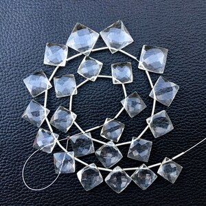 Ehrfürchtige Qualität 1 Strang natürliche Kristall Quarz Edelstein, 23 Stück facettierte quadratische Form Perlen, Größe 11-15 MM Schmuck machen Großhandelspreis