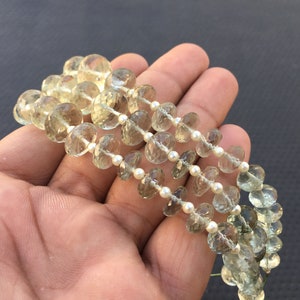 7&quot; Natural Green Amethyst Gemstone Beads: Faceted Rondelle, 8-13mm