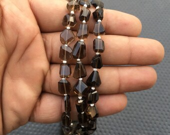 Smoky Quartz Faceted Nugget Bead Strand (13" Long)