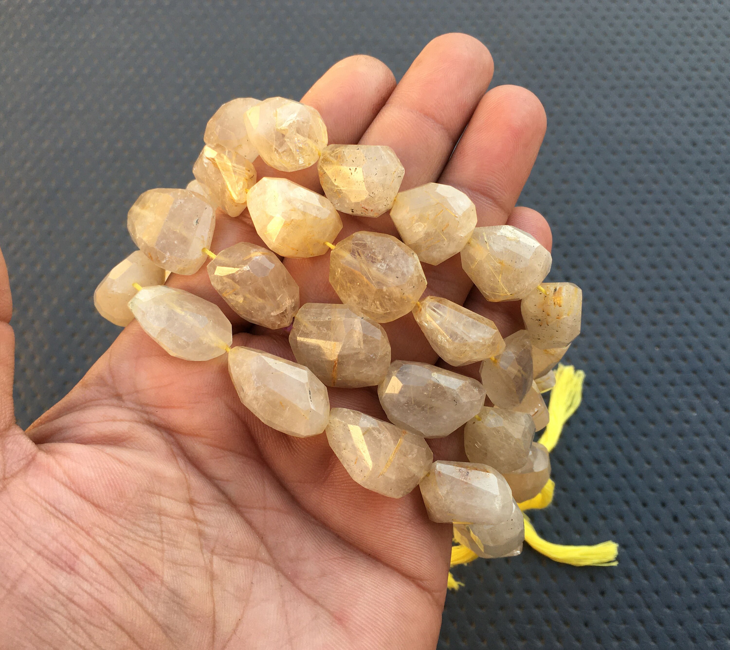 10Long Strand Natural Golden Rutile Hair Quartz Beads | Etsy