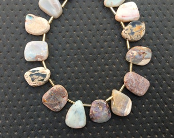 Australian Opal Gemstone Beads: 15 Polished Rough Pieces for Jewelry Making