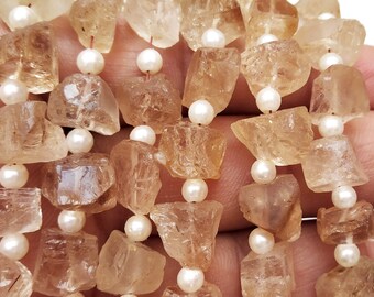 Imperial Topaz Rough Strand: AAA Quality Gemstone Beads (7-10mm)