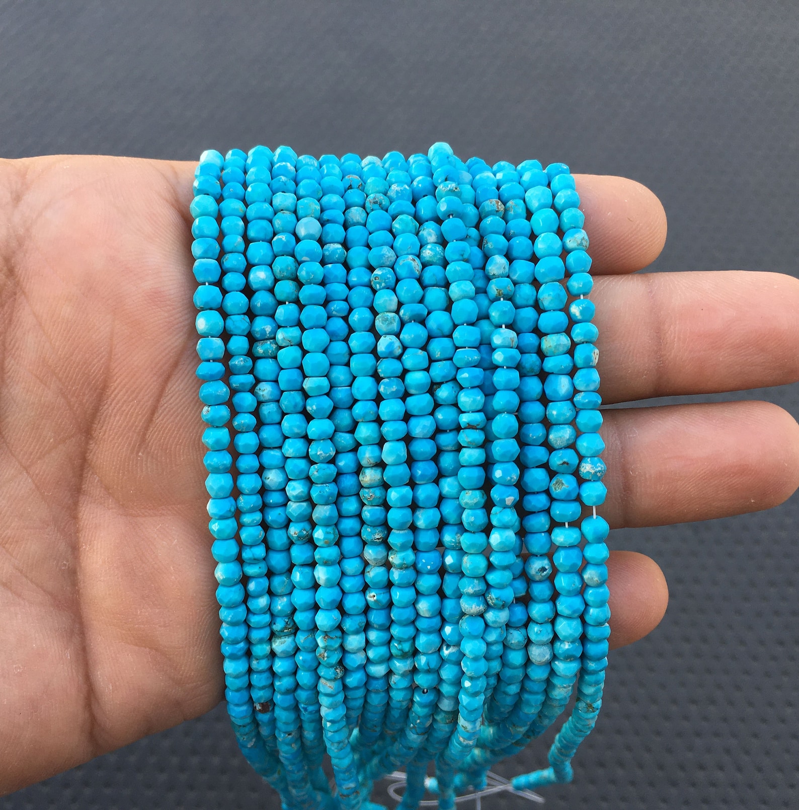 New Arrival Turquoise gemstone 13Long Faceted Rondelle | Etsy
