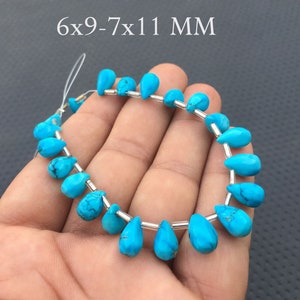 Turquoise Briolette Beads: 21 Blue Teardrop Gemstone Beads (6x9-7x12 MM)